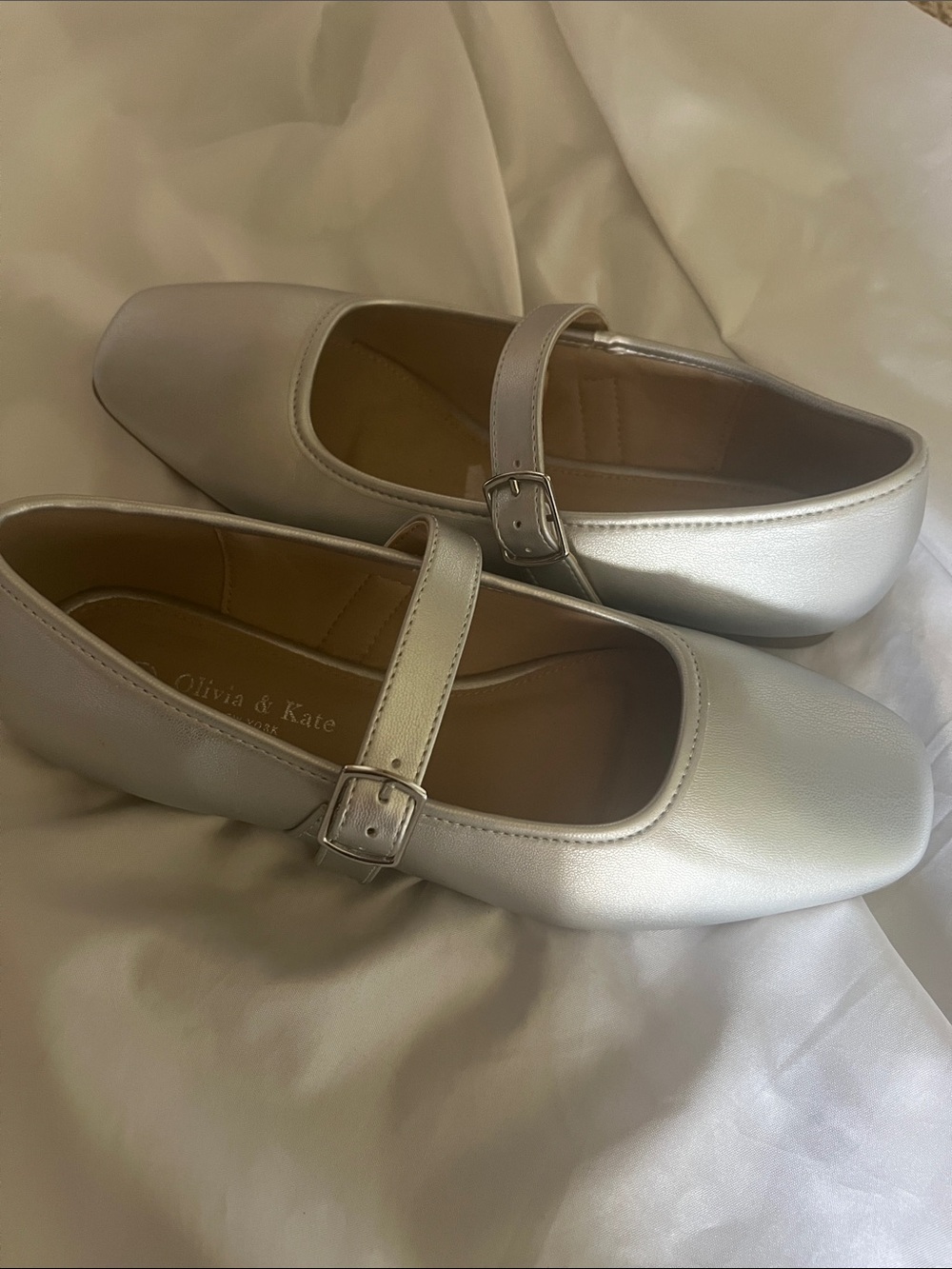 Olivia & Kate Silver Mary Jane Ballet Flats